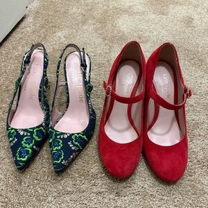2 Kate Spade Red and Blue Floral Heels